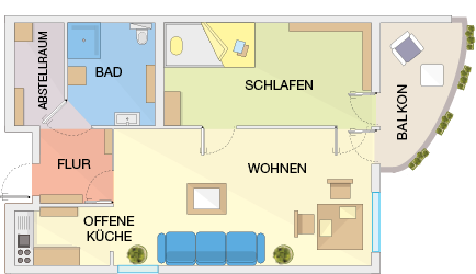 2-Zimmer-Appartement im 1. oder 2. Stock Seniorenwohnung für eine oder zwei Personen